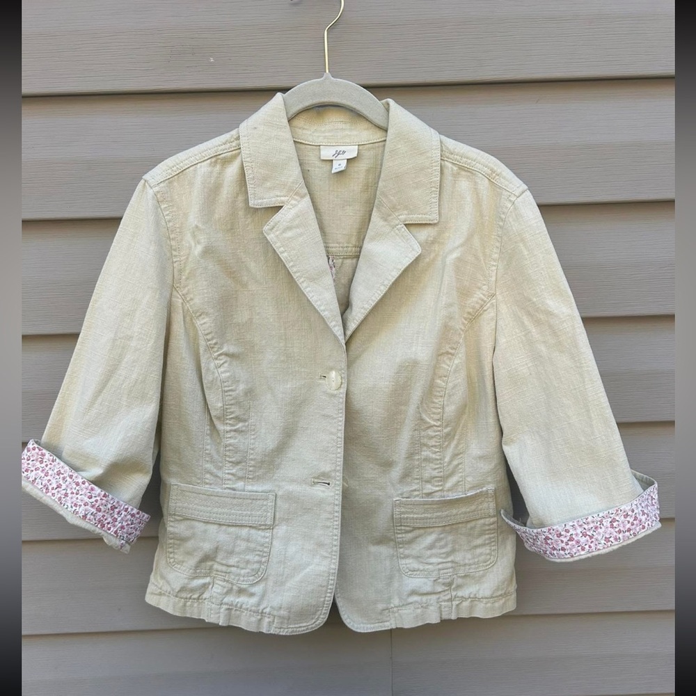 Vintage J Jill size 8 pale butter yellow cotton canvas jacket capsule Lagenlook